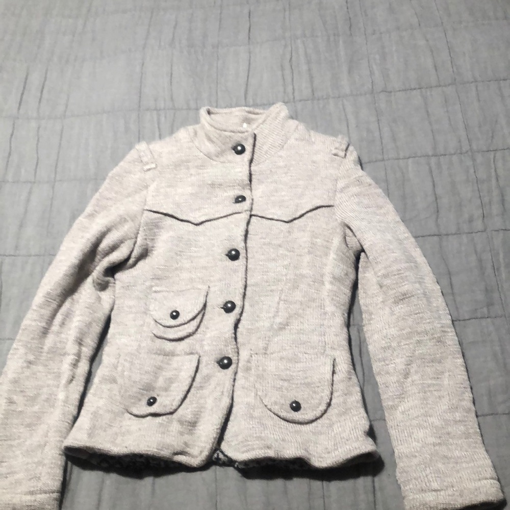 Free people brown lambswool Sweater coat m